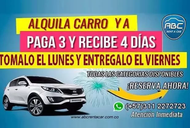 Alquiler de Carros Bogotá Promoción de Lunes a Viernes en Bogotá - ABC RENT A CAR